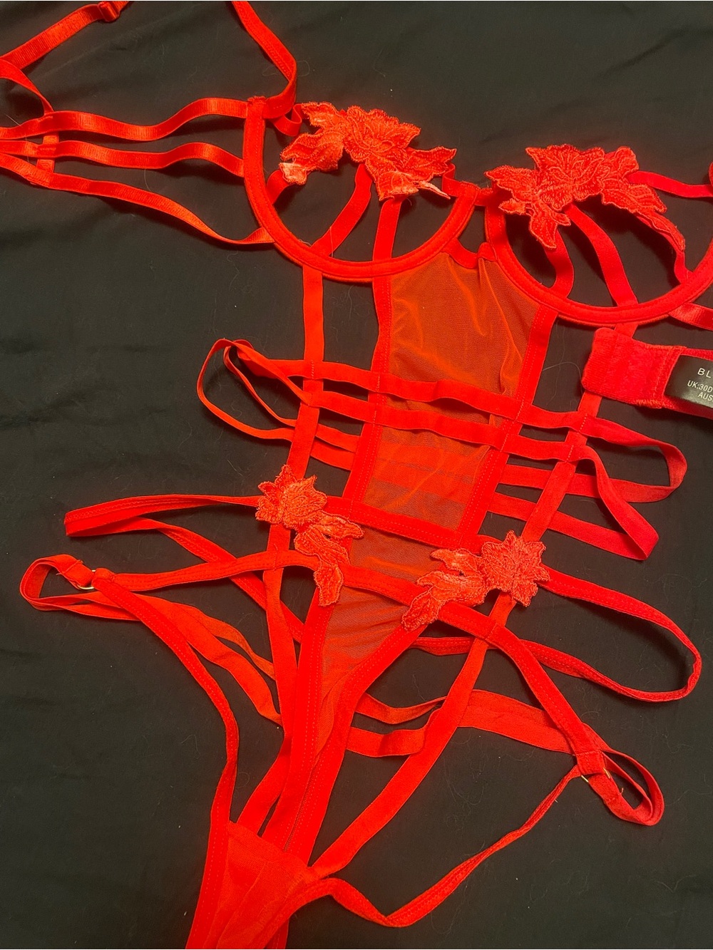 Bluebella Red Strappy Floral Lace Teddy Bodysuit